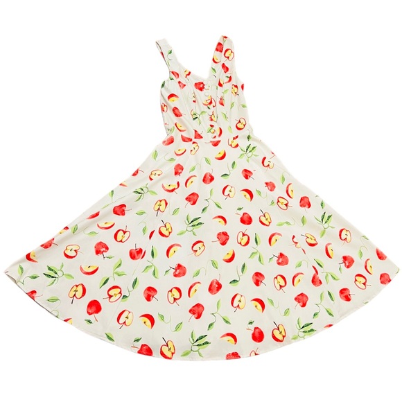 Miss Lulo Mini Retro Floral Apples Dress Size XS 96% Cotton 4% Spandex Preowned - Picture 8 of 16